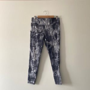 ZYIA Active Multi Gray Storm Hendrix Side Pocket Tie Dye Leggings Size 14-16